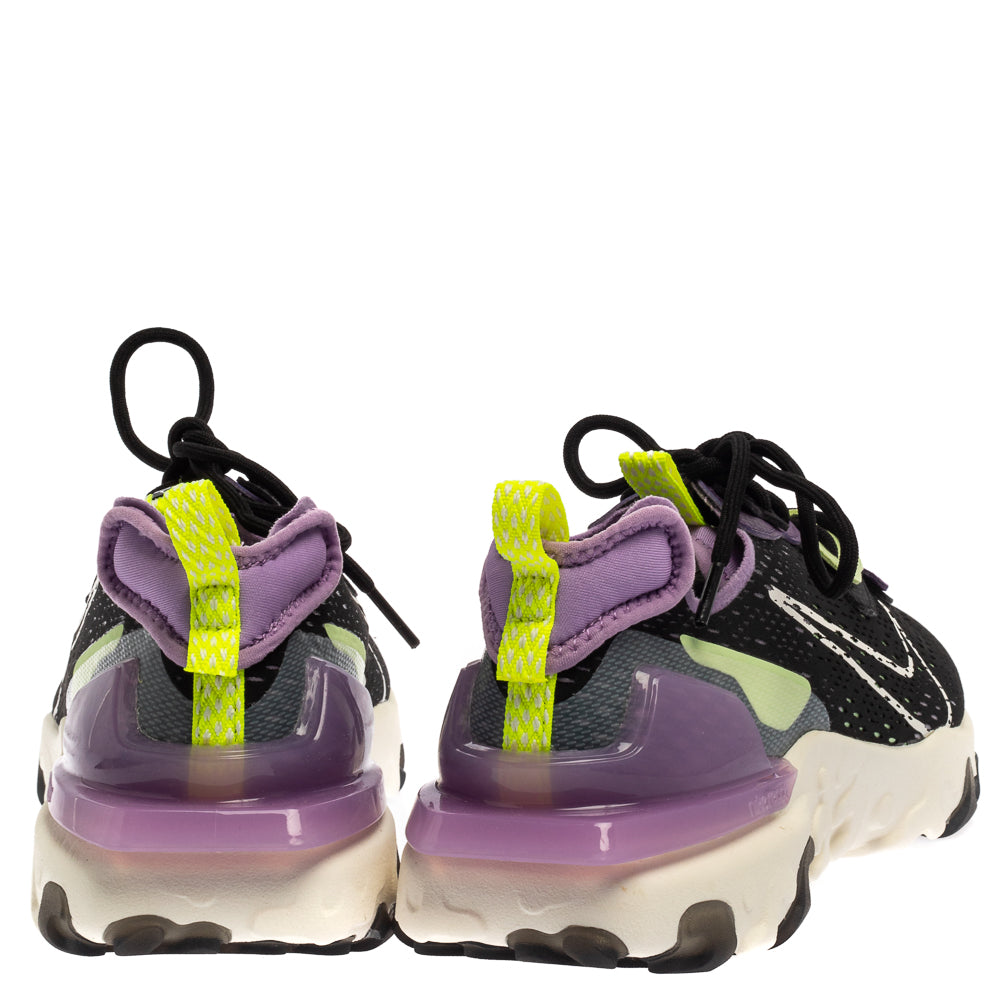 Nike Black/purple Leather And Fabric React Vision Sneakers