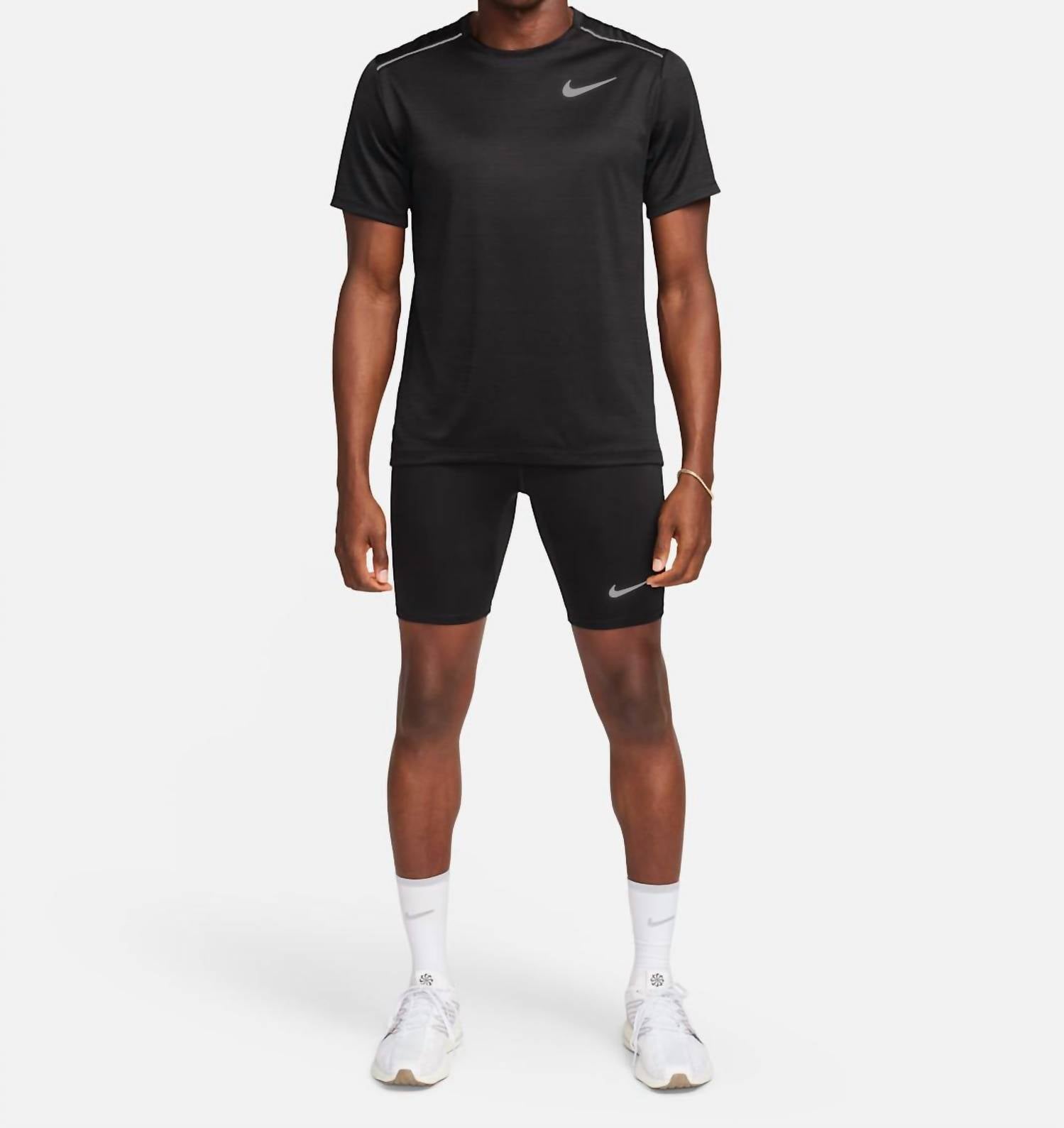 Dri-Fit Brief-Lined Running 1/2-Length Tights In Black/black/reflective Silv