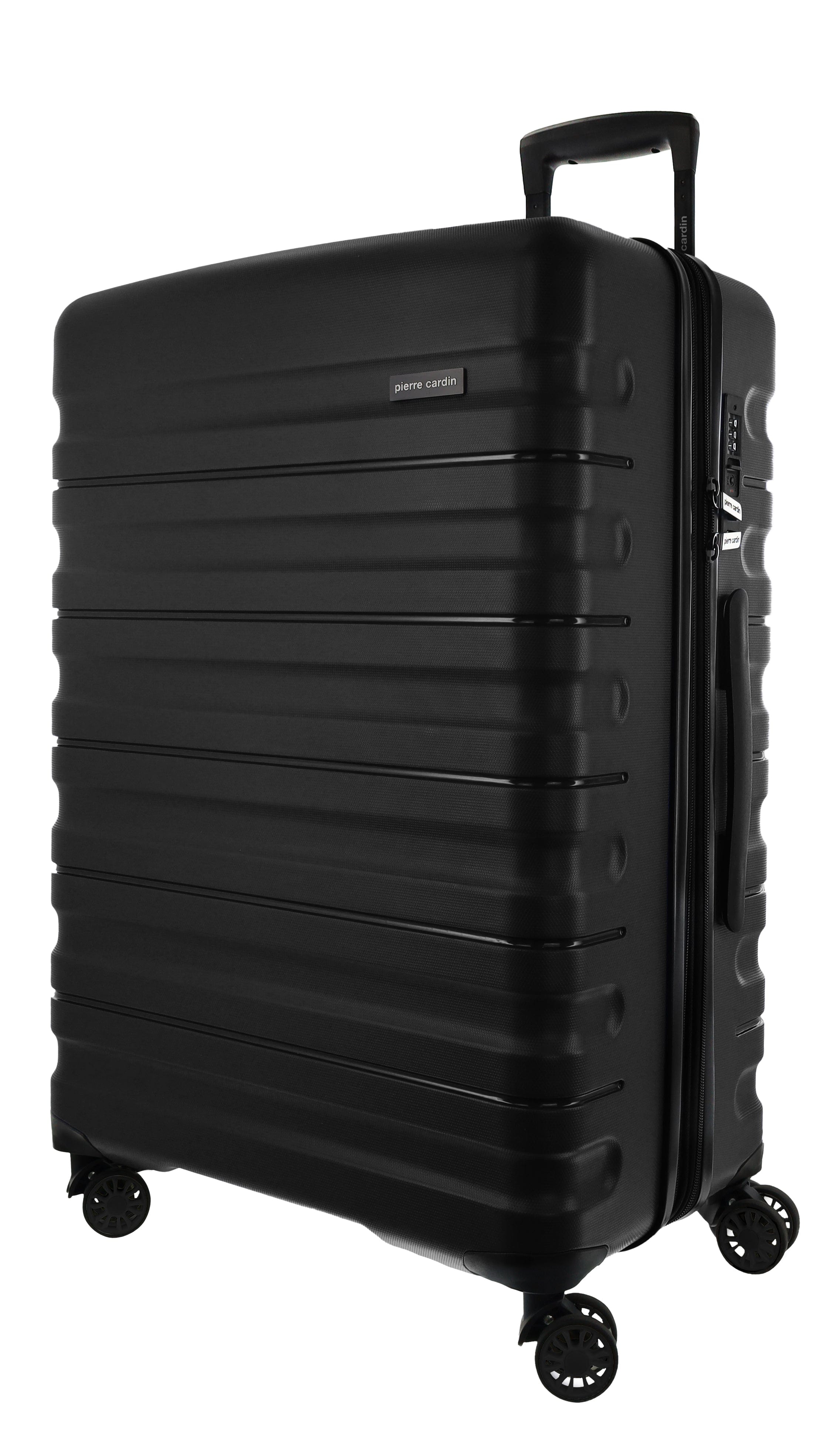 3pc Pierre Cardin 4 Wheel Hard-Shell Suitcase Travel Luggage Set Black
