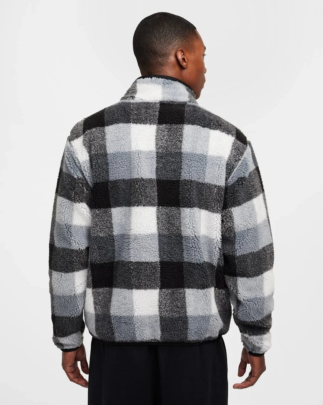 Nike Club Sweatshirt Mens Black White Plaid Fleece Winterized 1/2 Zip DSGL1 4