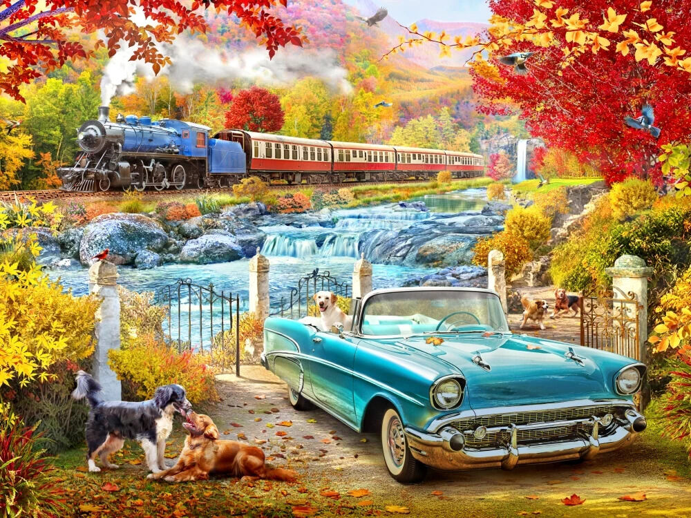 1000pc A Road Less Travelled: Steam Train in Fall