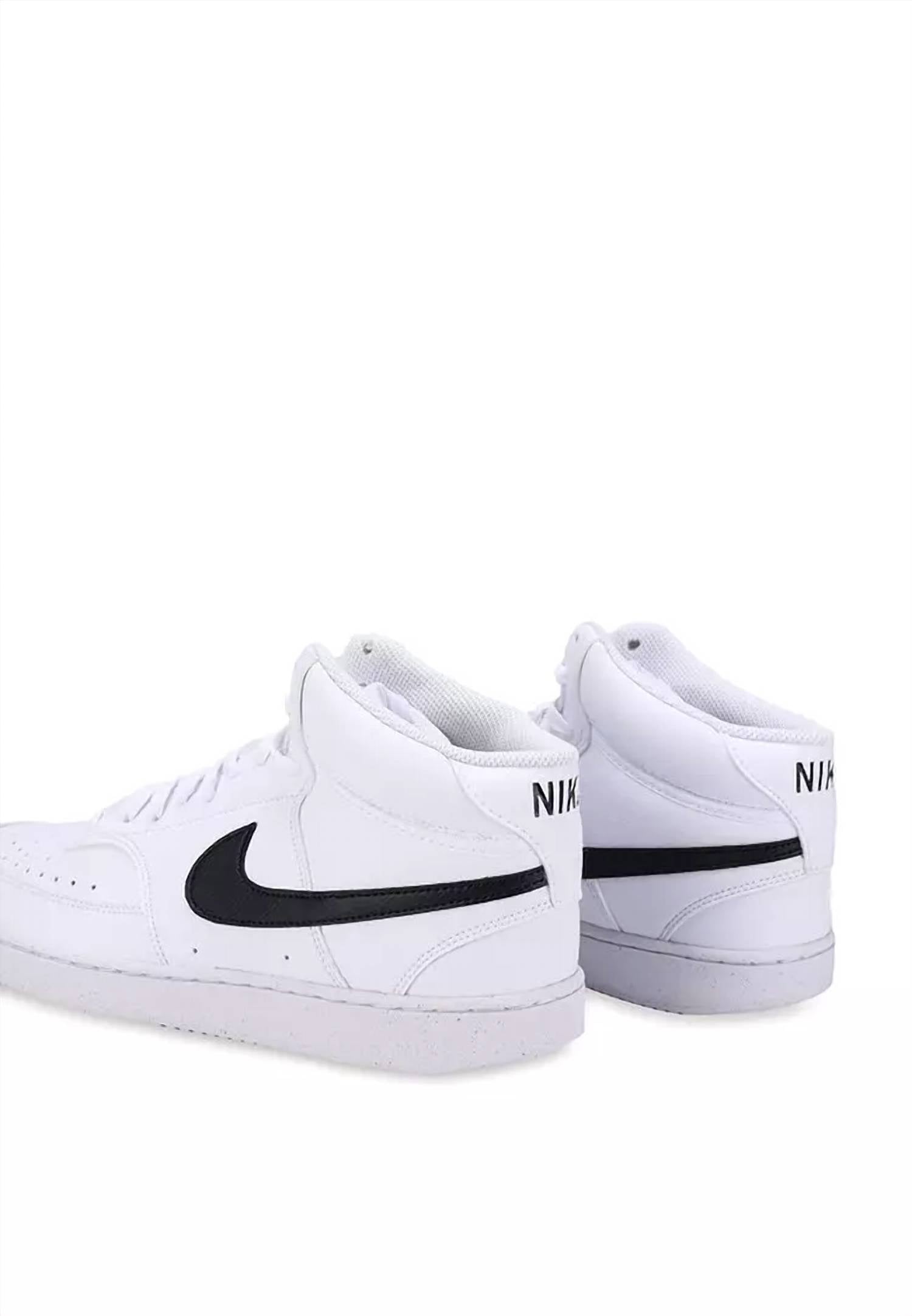 Men's Court Vision Mid Next Nature Shoes In White/black/white