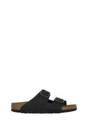 Black Arizona Buckle Leather Sandals