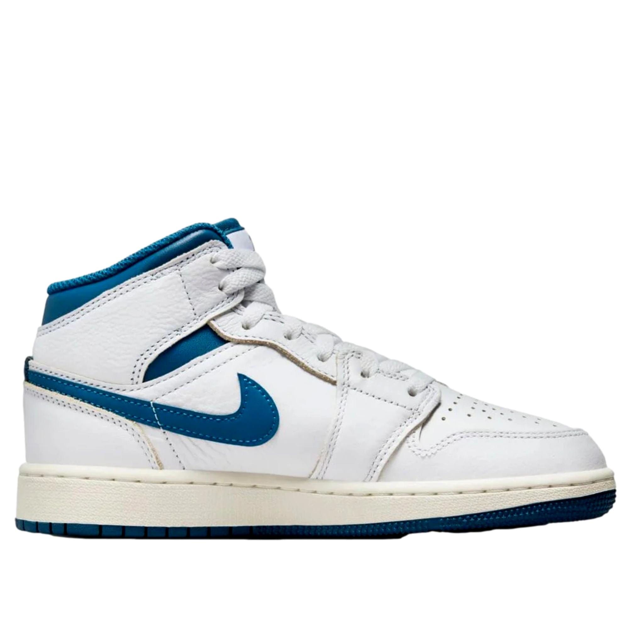 Nike Air Jordan 1 Mid SE White / Industrial Blue - Sail  FN7432-141 Grade-School