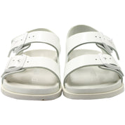 Birkenstock Arizona Double Buckle Slide Sandals in White Leather