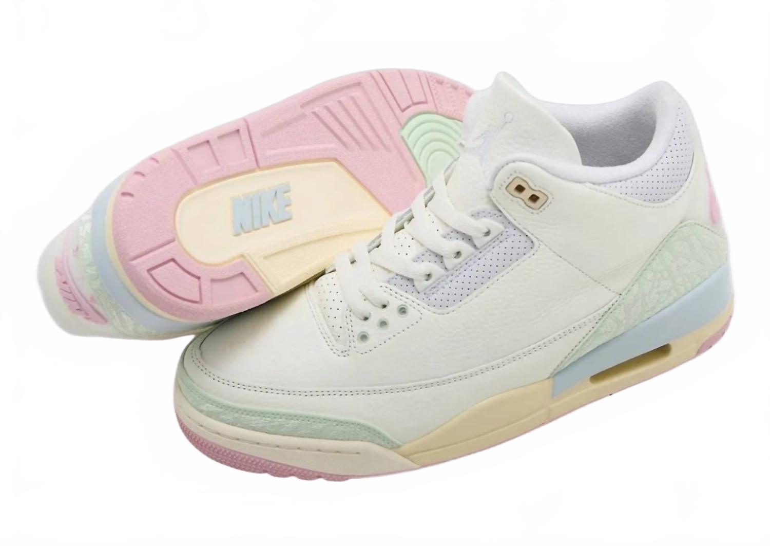 Air Jordan Retro 3 "spring Is In The Air" Sneakers In Sail/jade Aura/aura/iced Carmine/muslin/iris Whisper