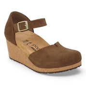Women's Mary Suede Mary Jane Wedge Sandal In Dark Tea