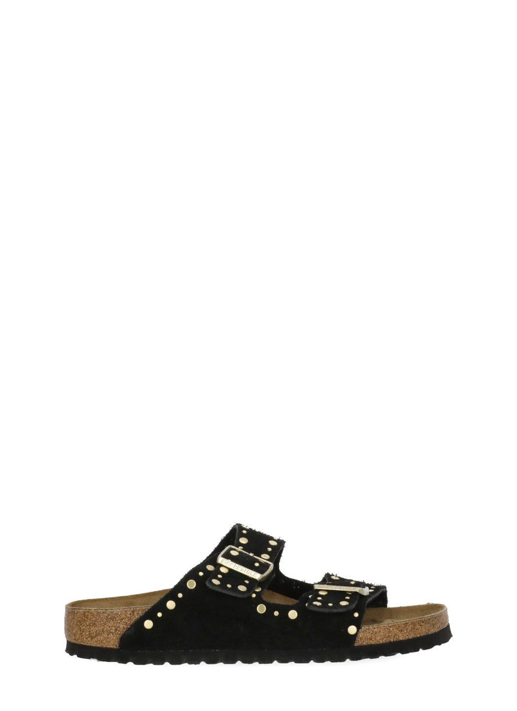 Black Arizona Suede Buckle Slides