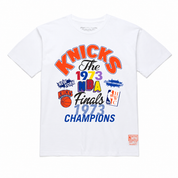 Men's Mitchell & Ness New York Knicks White 1973 NBA Finals Champions Fest T-Shirt TP16056-WHIT
