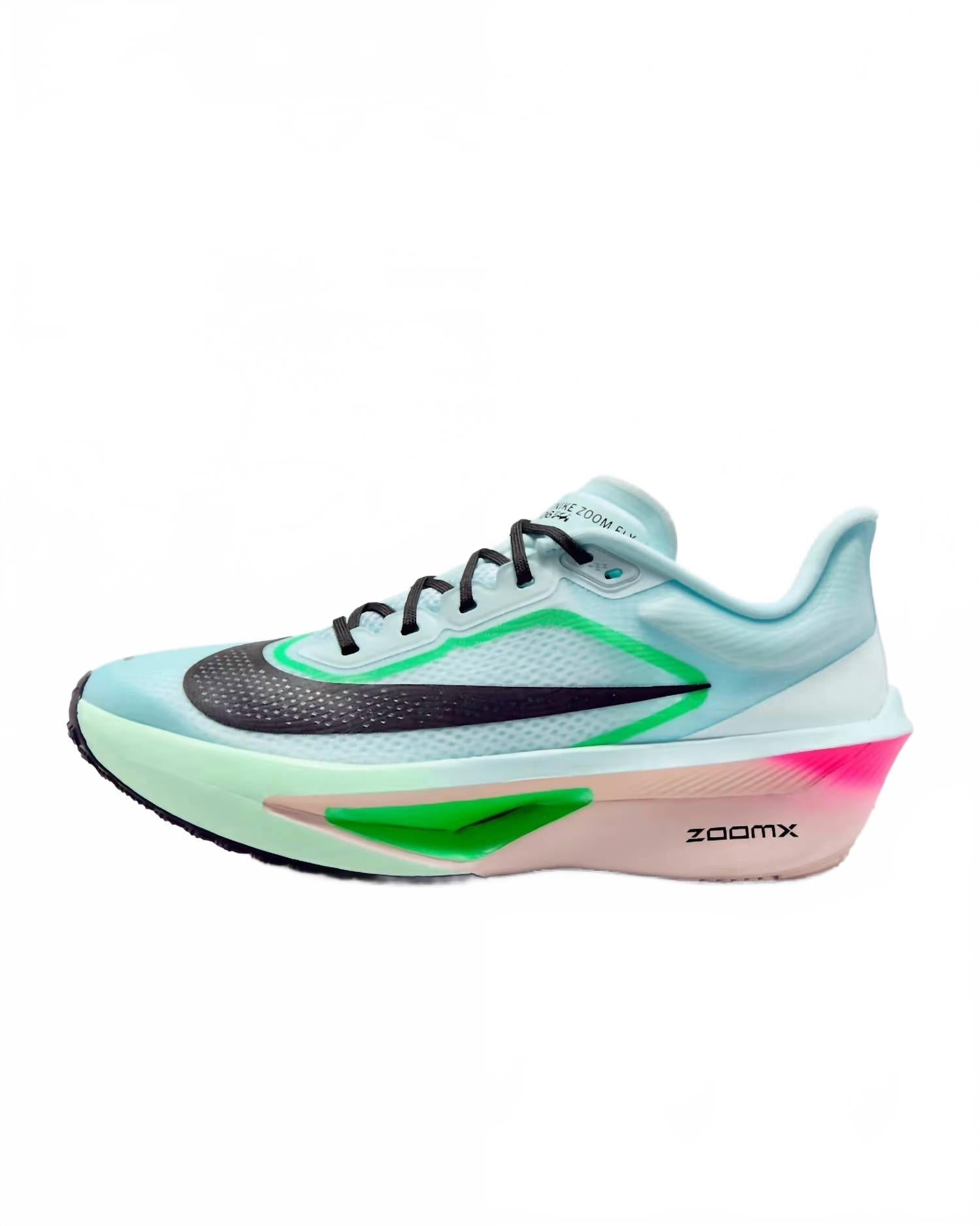 Women's Zoom Fly 6 Road Racing Shoes In Glacier Ice Hyper Pink Green Shock Black