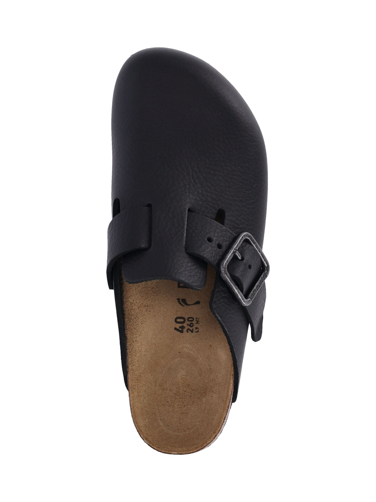 Slip-On Mules with Rounded Toe and Metal Buckle Detail