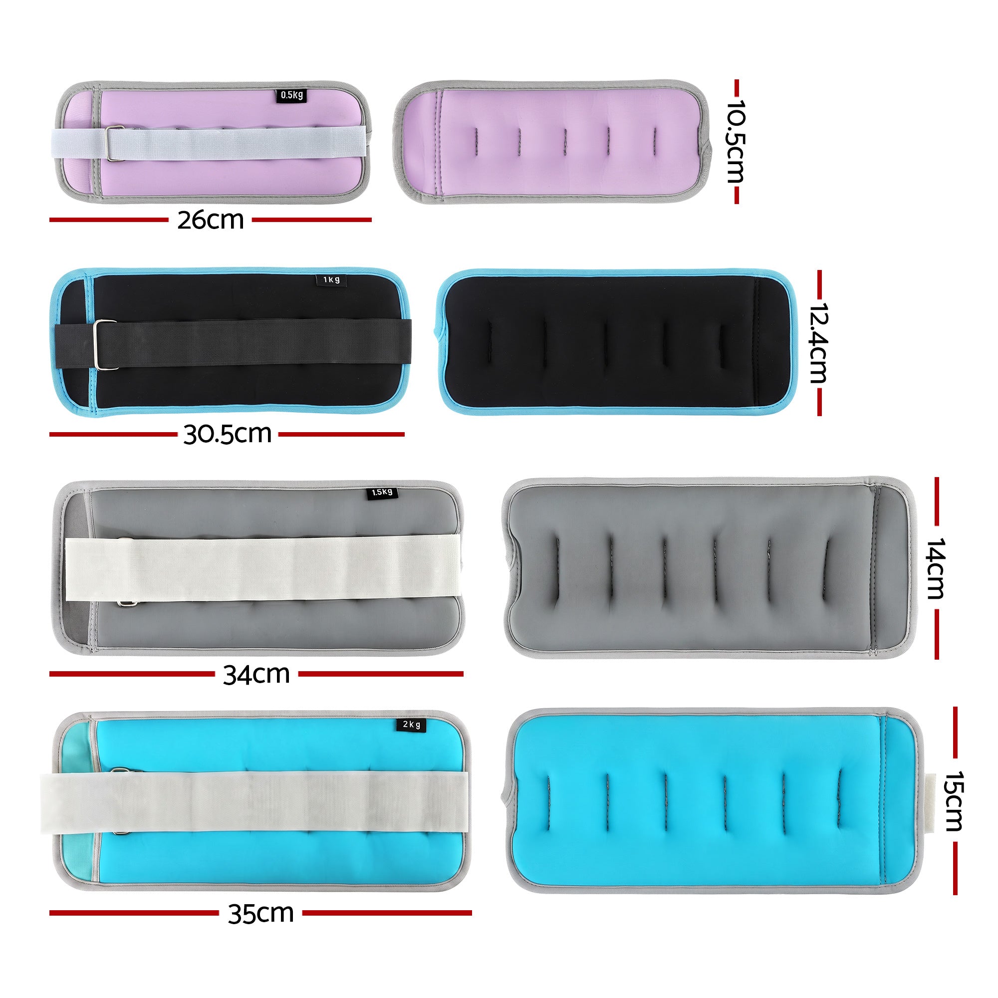 Everfit Ankle Wrist Weights Set 1kg 2kg 3kg 4kg Leg Arm Gym Pilates 10kg 4 Color