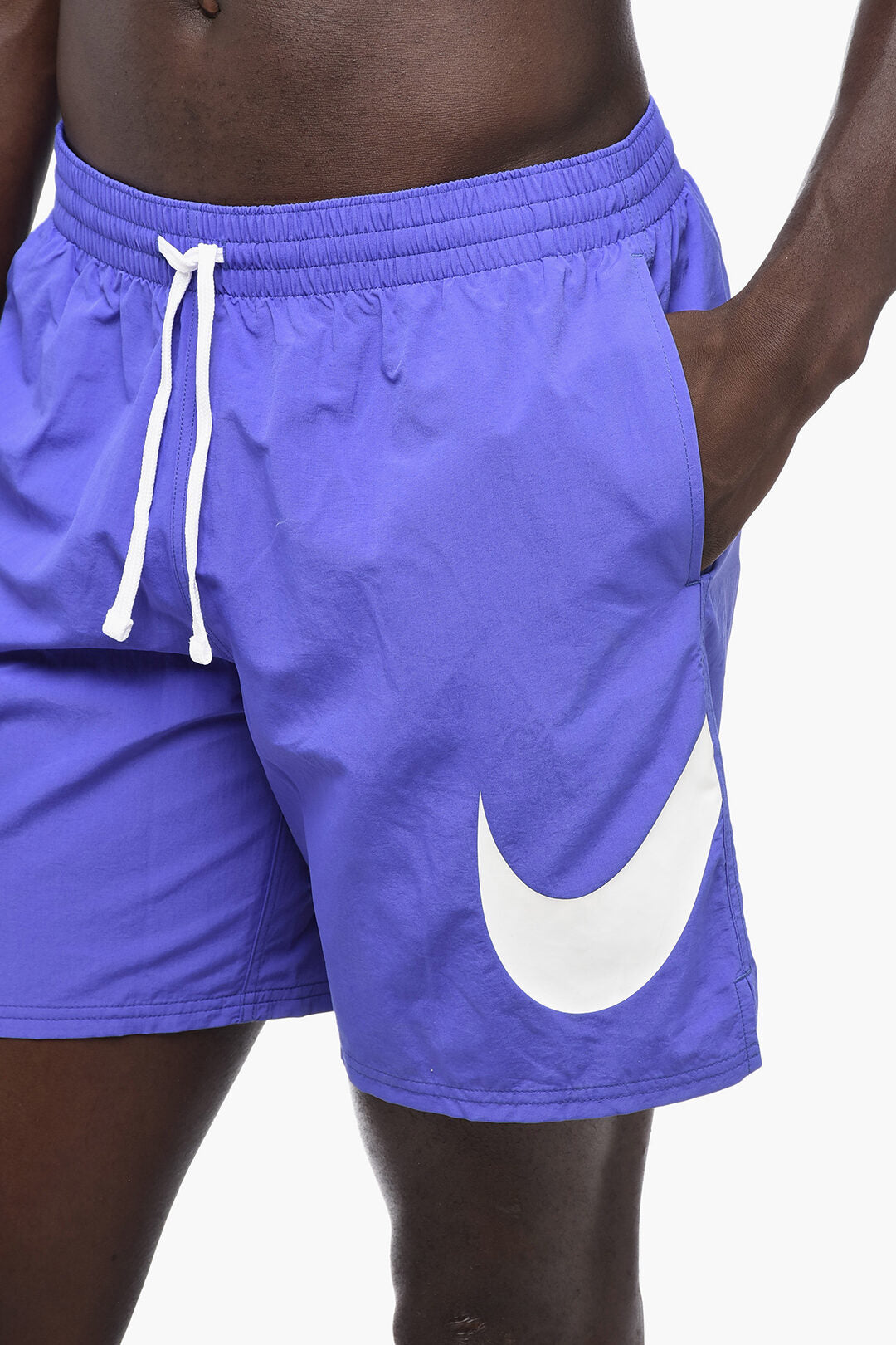 Nylon Boxer Swim Shorts with Printed Logo