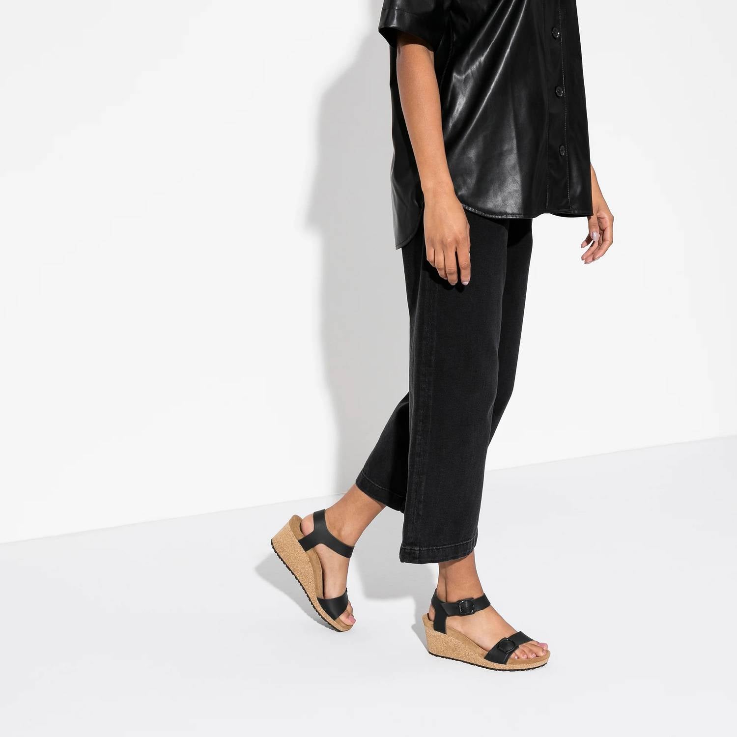 Women's Papillio Soley Ring Buckle Leather Sandals In Black