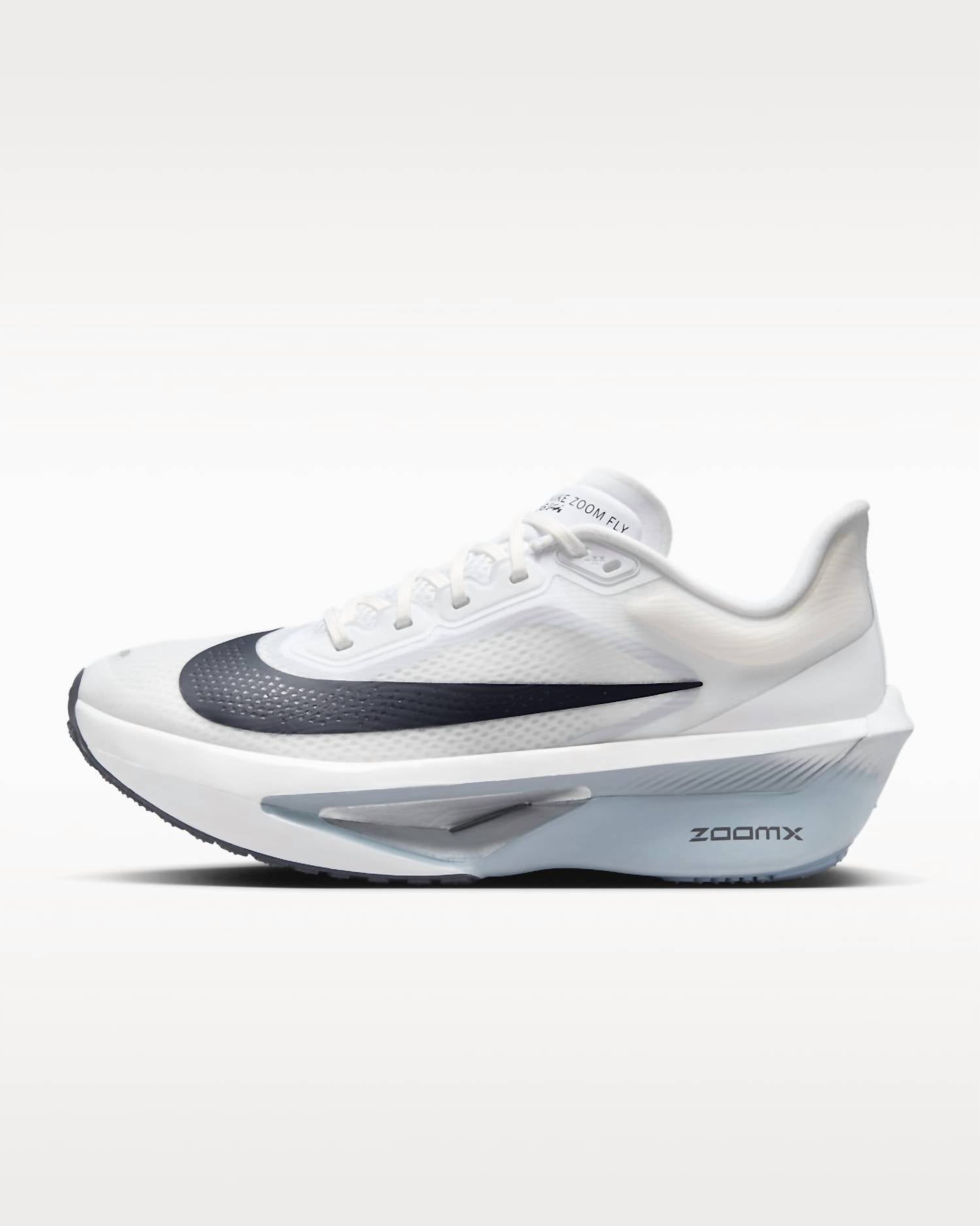 Women's Zoom Fly 6 Road Racing Shoes In White Pure Platinum Obsidian Mist Gridiron