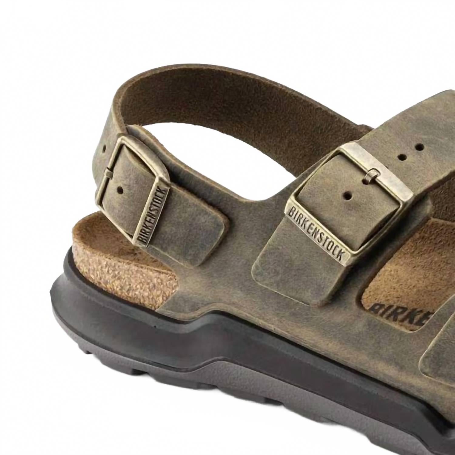 Men's Milano Crosstown Oiled Leather Sandal In Faded Khaki