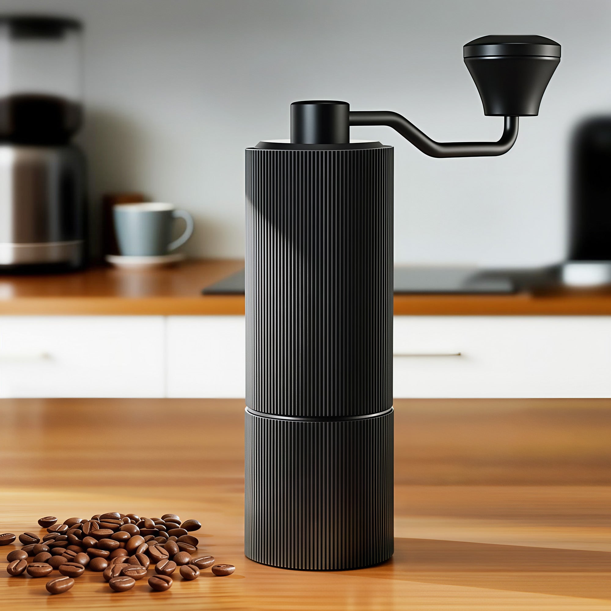 Devanti Manual Coffee Grinder with 24 Precise Settings Portable Hand Bean Burr Mill Black with Brush