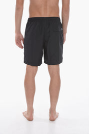 SWIM Solid-Color Boxer Swim Shorts With Perforated Pockets