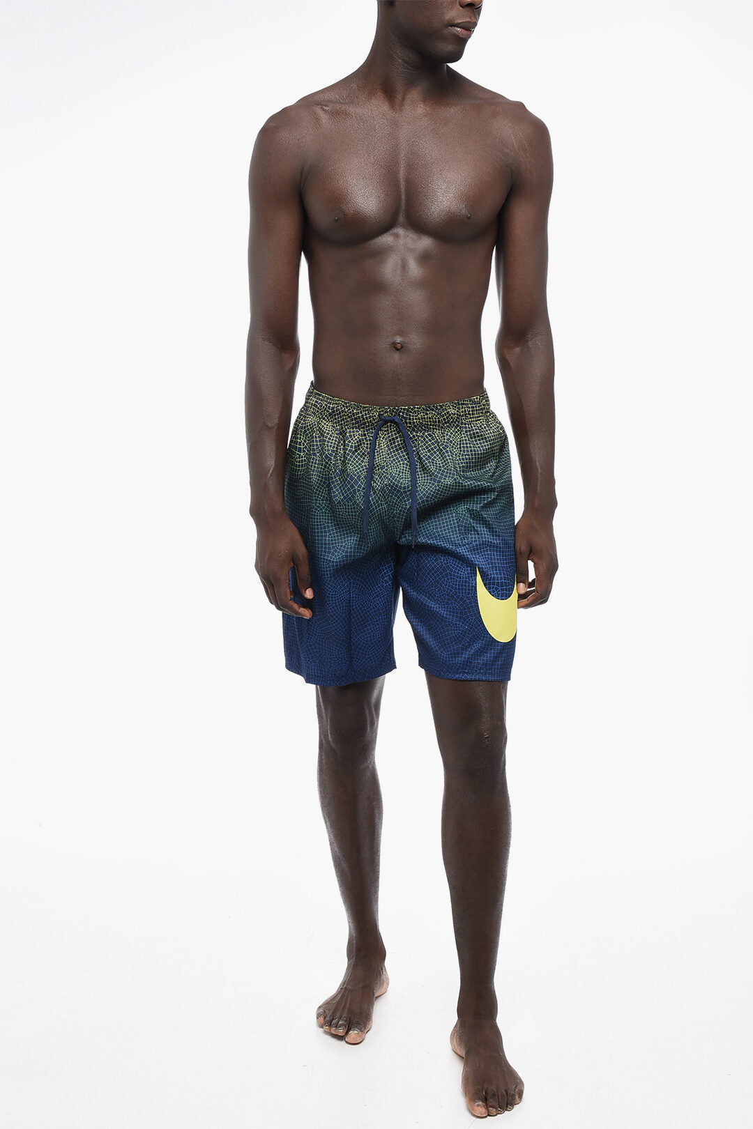 Boxer Swim Trunks GRID SWOOSH with Maxi Printed Logo