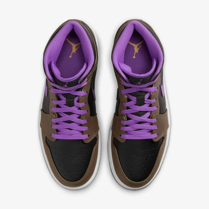 Men's Nike Air Jordan 1 Mid DQ8426-215 Sneaker US 7 Brown Purple Lifestyle Shoes