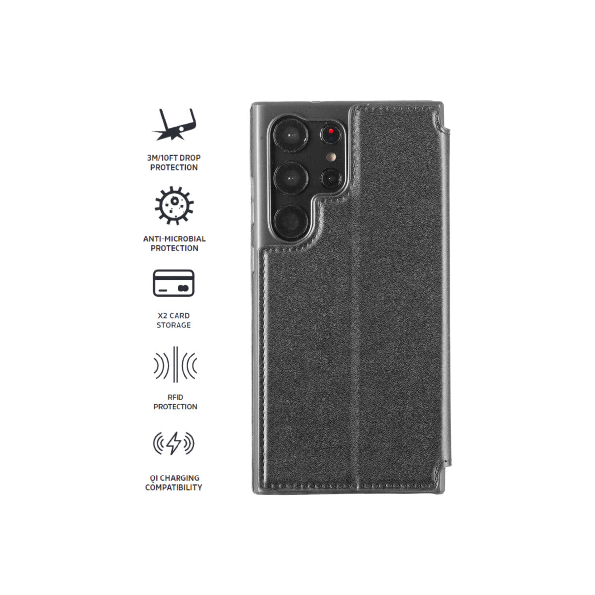 3sixT SlimFolio Phone Case for Samsung Galaxy S23 Ultra - Black
