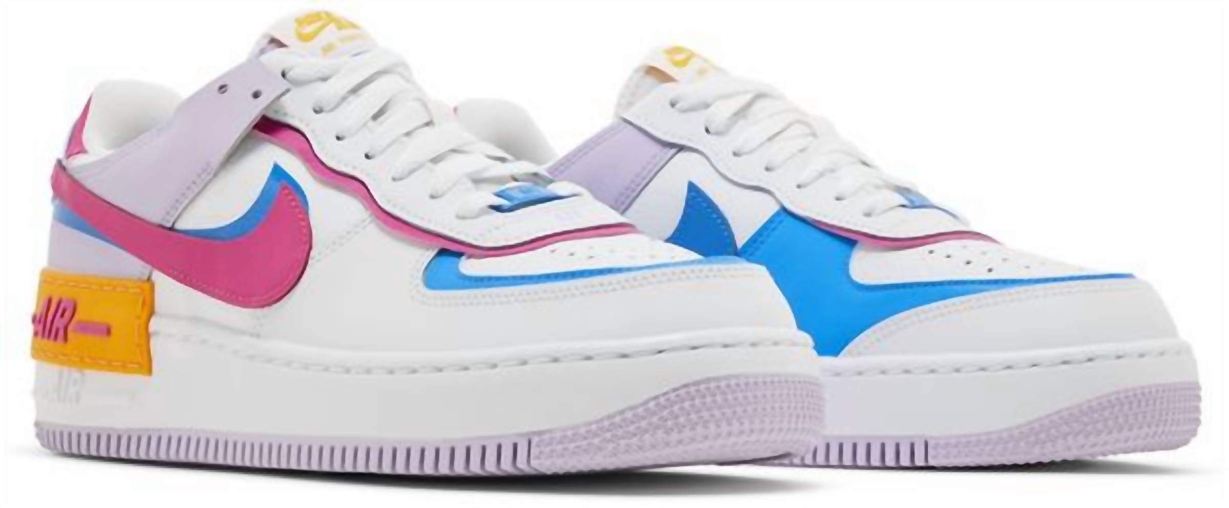 Women's Air Force 1 Shadow Sneakers In White/alchemy Pink Photo Blue