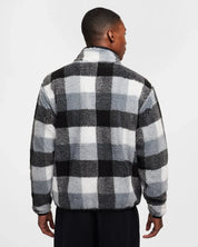 Nike Club Sweatshirt Men's Black White Plaid Fleece Winterized 1/2 Zip DSGL343