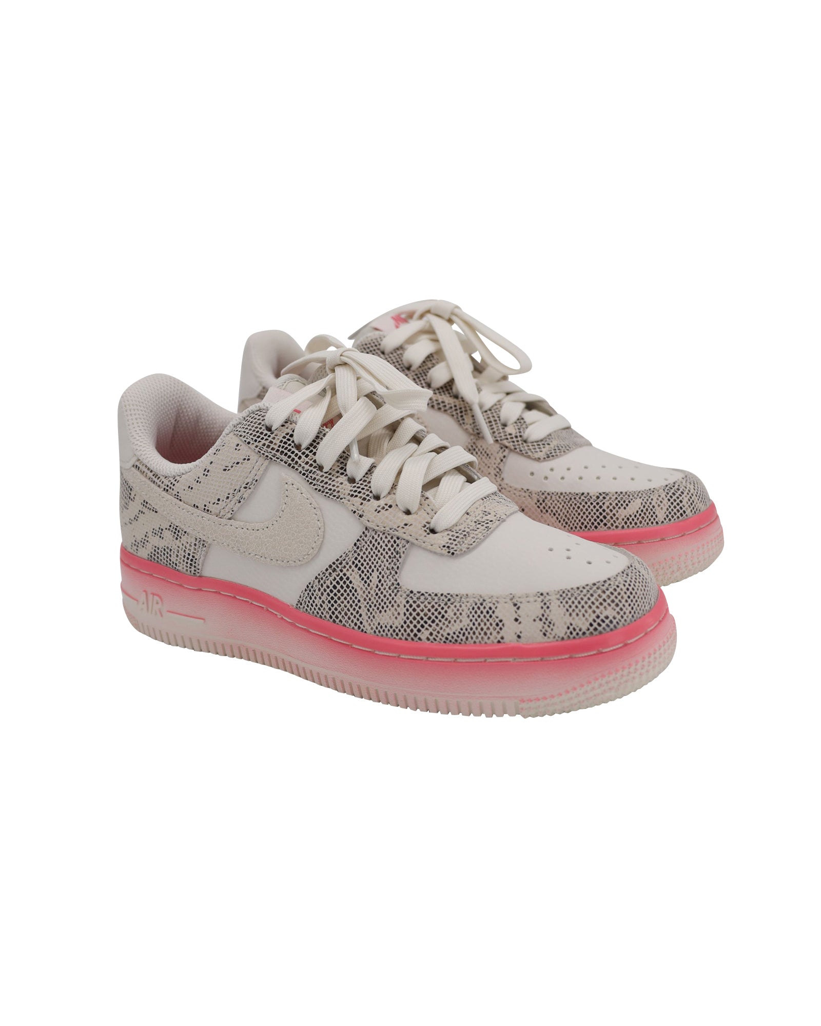 Nike Air Force 1 Low Snakeskin Sneakers in White Leather
