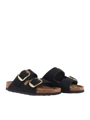 Black Arizona Nubuck Leather Slide Sandal