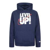 Boys Nike 3BRAND Level Up Hoodie Blue Fleece Lined Kangaroo Pocket RED438