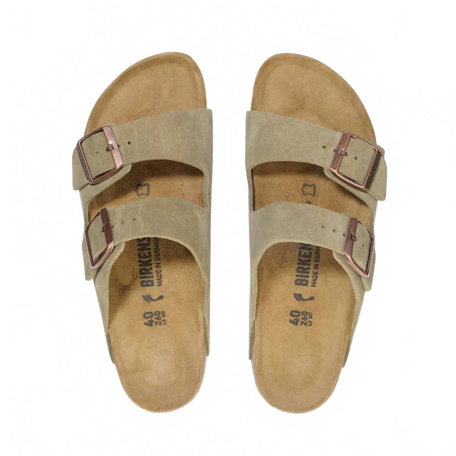 Women's Arizona Suede Leather Sandals In Taupe