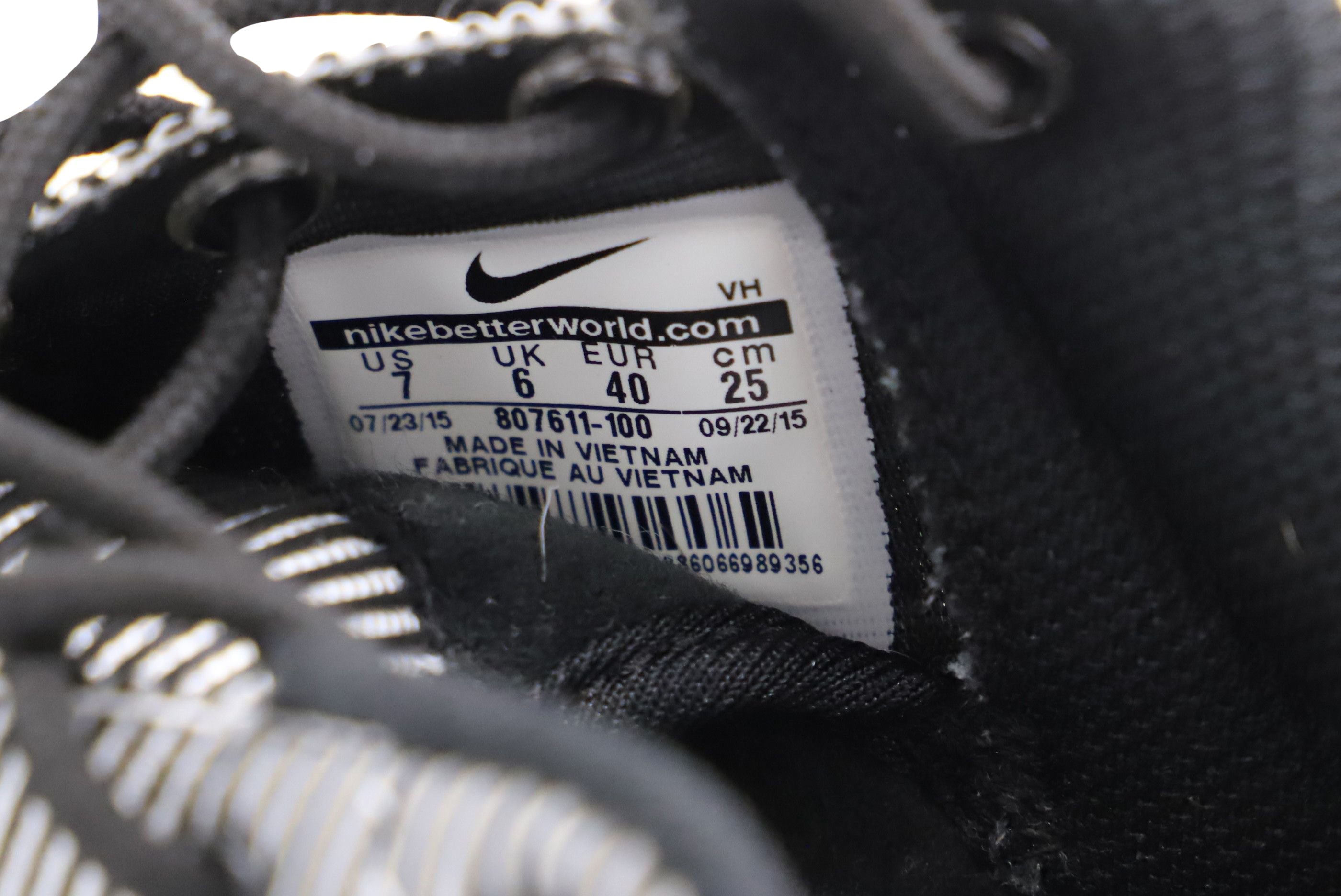 Nike Roshe Run Premium Plus Striped Sneakers in Black and White Nylon