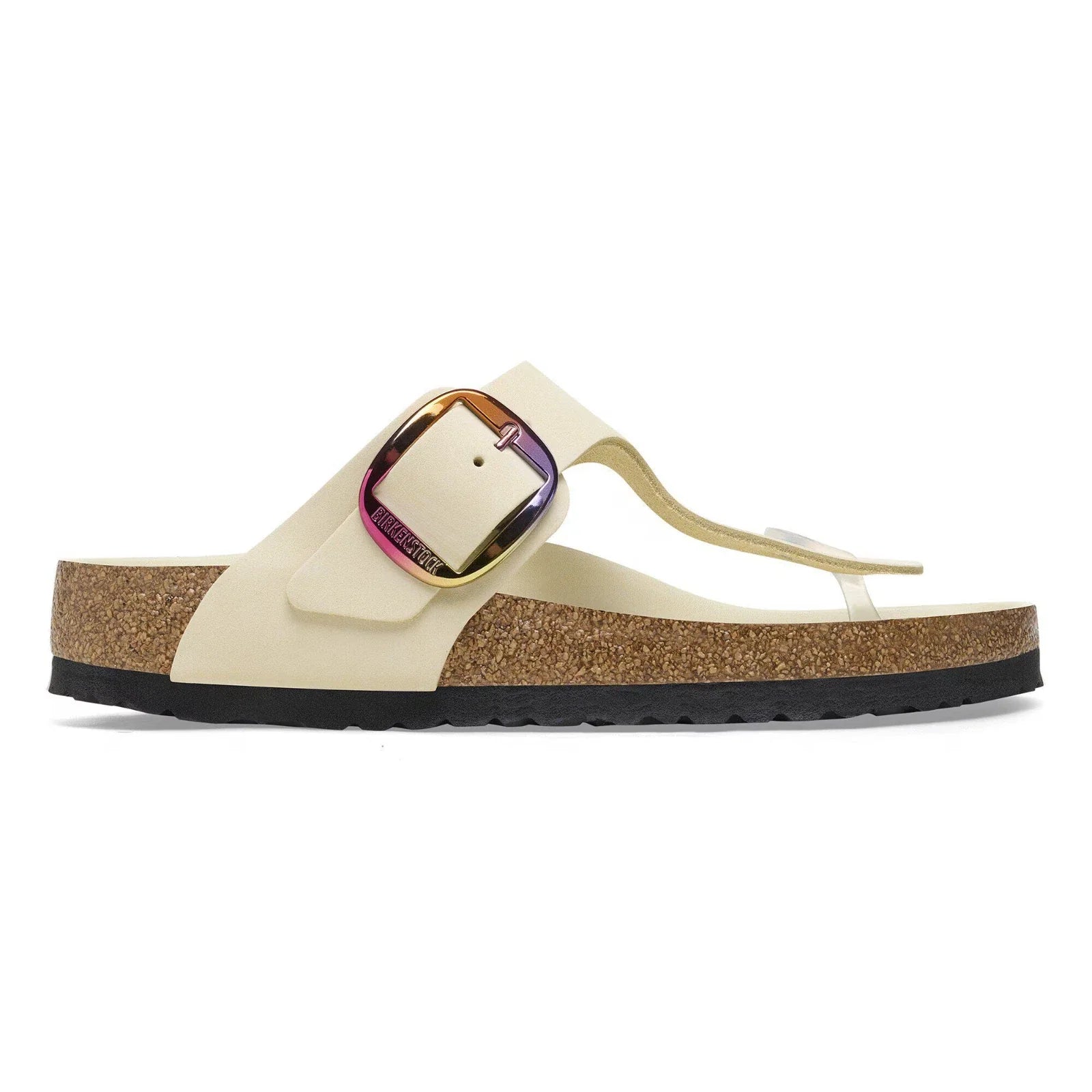 Women's Birkenstock Gizeh27356 Thong Ecru Leather Big Buckle Sandals ZOGG1494