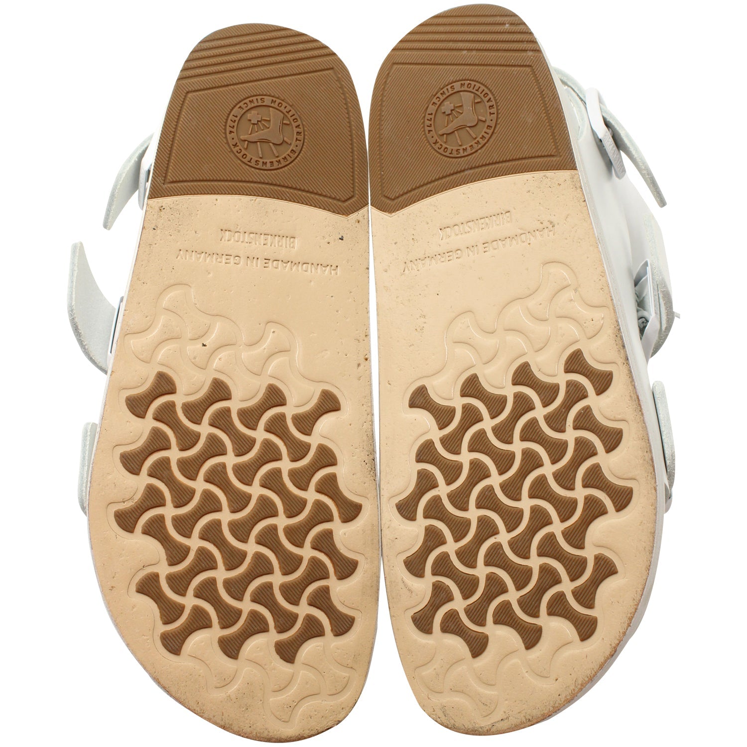 Birkenstock Arizona Double Buckle Slide Sandals in White Leather