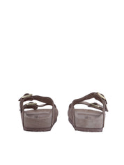Taupe Arizona Suede Leather Slide Sandal
