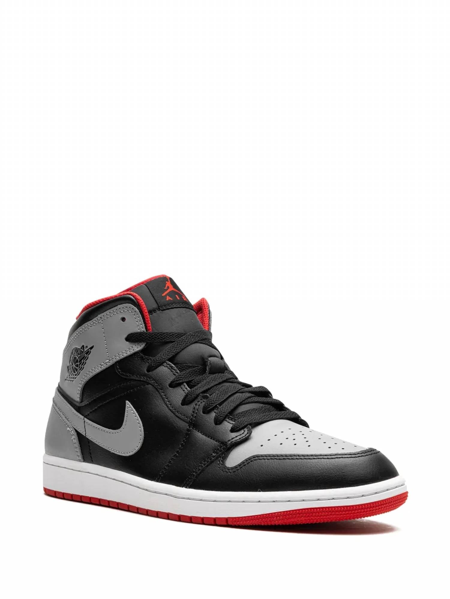 Men's Air Jordan 1 Mid Bred Shadow Sneakers In Blackl/charcoal