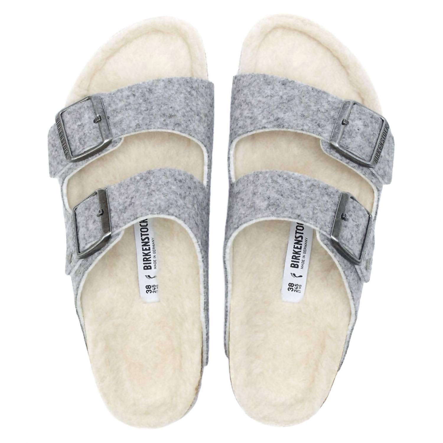 Women's Arizona Rivet Wool Felt Sandal In Light Grey