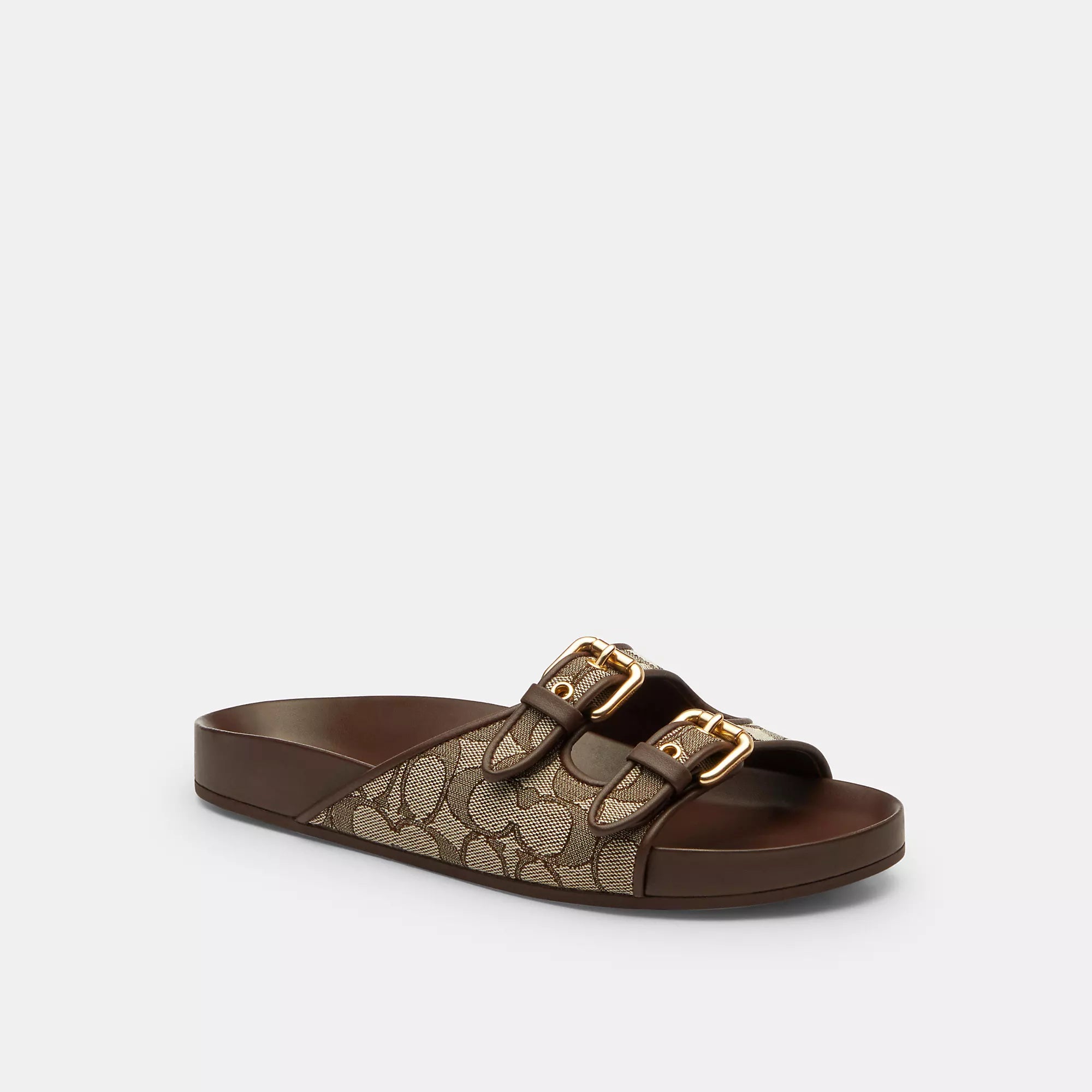 Coach Outlet Two Band Buckle Sandal In Signature Jacquard