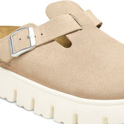 Women's Boston Chunky Suede Leather Clog In Warm Sand