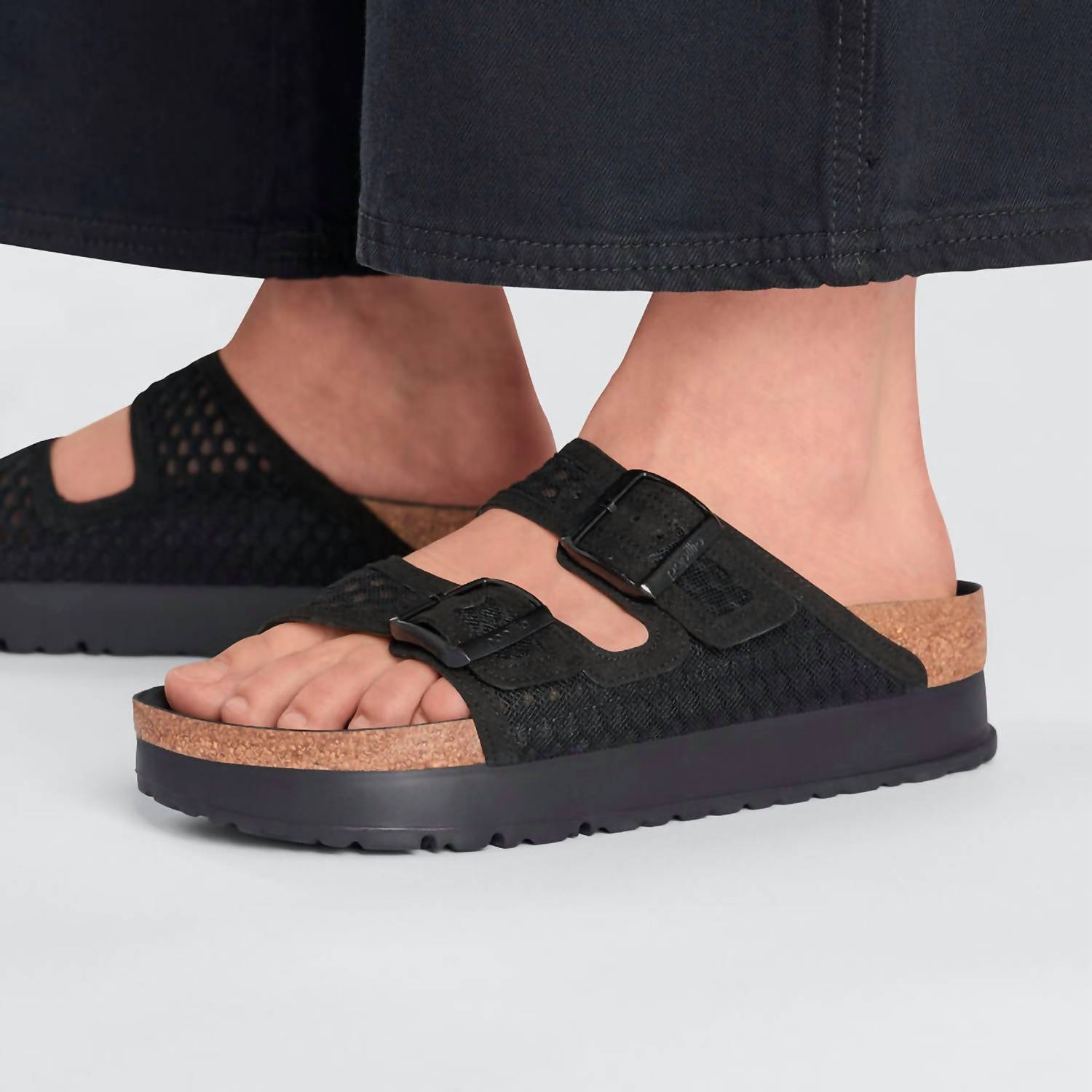Women's Arizona Flex Platform Sandal In Black Mesh