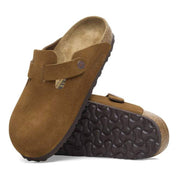 Unisex Boston Suede Narrow Leather Clogs In Mink