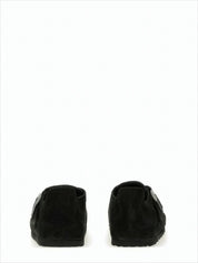 Closed-Toe Suede and Leather Flats with Adjustable Strap