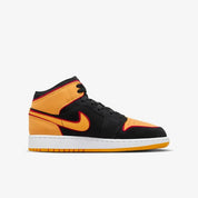 Nike Air Jordan 1 Mid SE FJ4924-008 Sneakers Kids Black Leather Casual Shoes