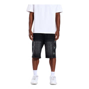 Men's Crysp Denim Diamond Shorts Black CRY-SUM26-017-BLK
