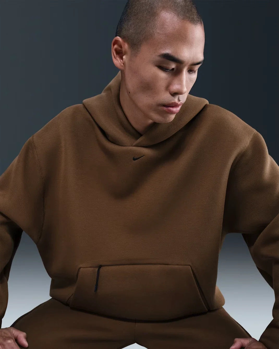 Nike Tech Fleece Hoodie Mens Mosswood Brown Kangaroo Pocket Pullover JAX1059