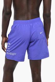 Nylon Boxer Swim Shorts with Printed Logo