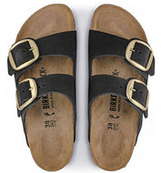 Unisex Arizona Big Buckle Sandals In Black Nubuck Leather