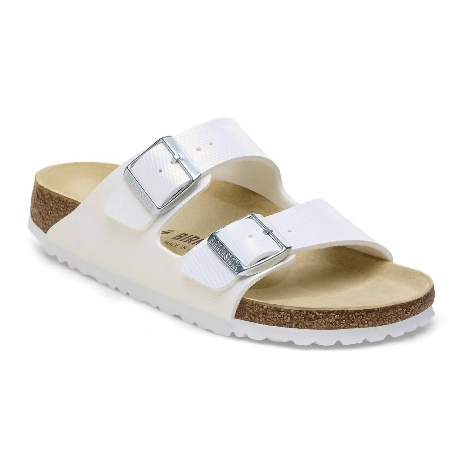 Women's Arizona Birko Sandal In Embossed Lizard White