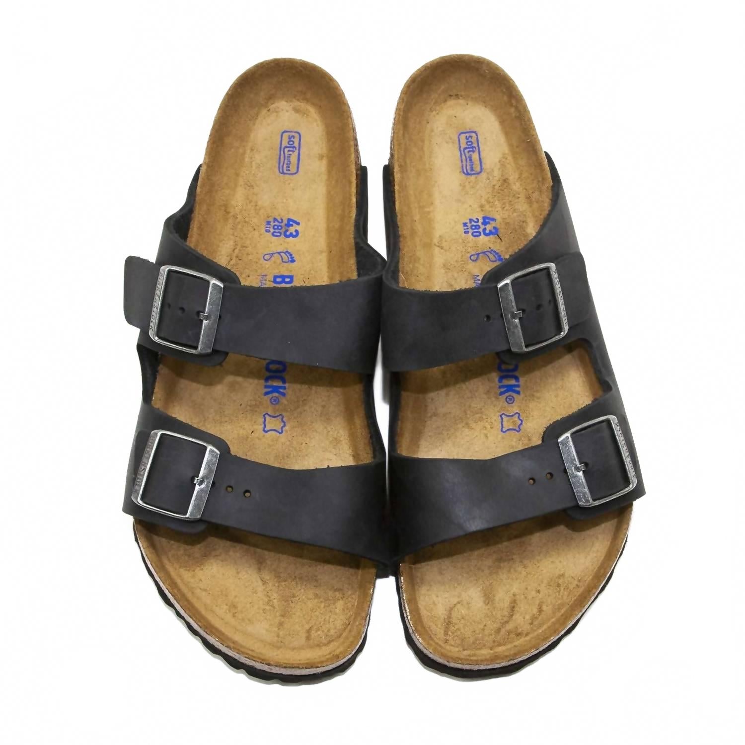 Women's Arizona Soft Footbed Sandals In Black Leather