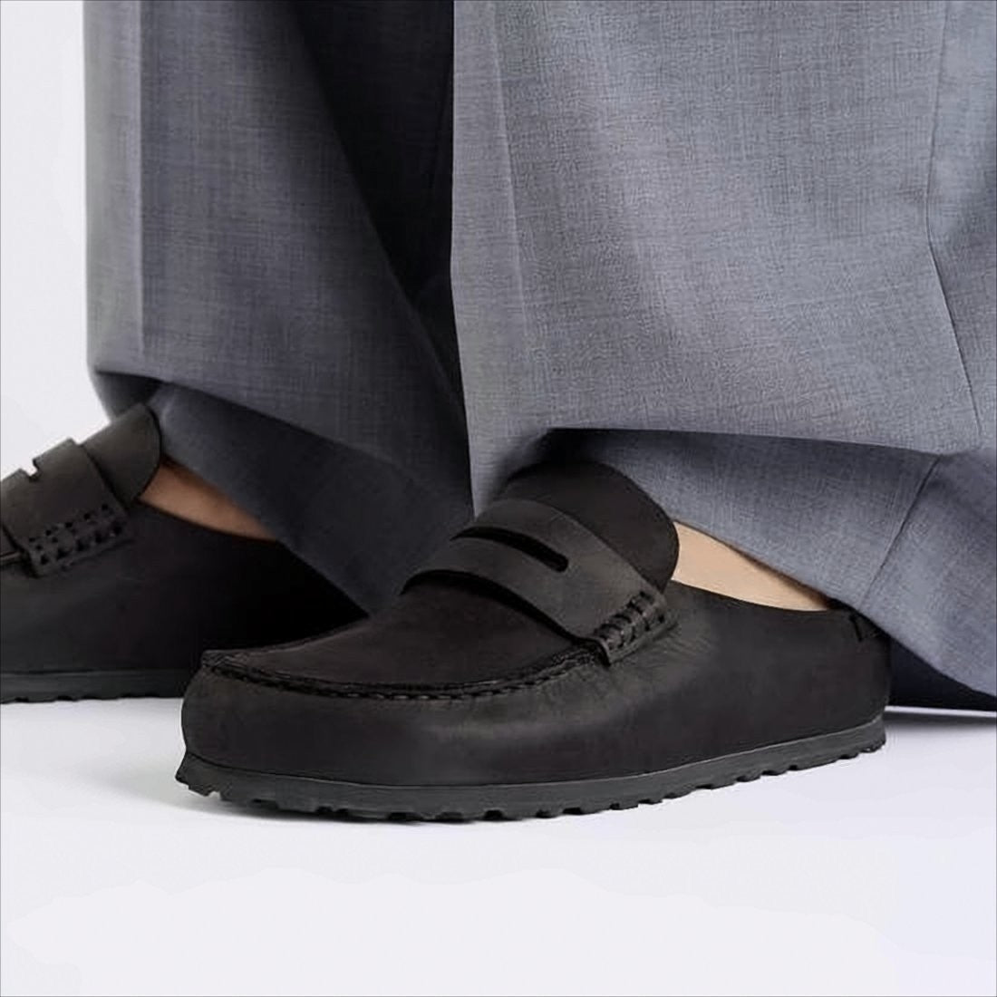 Nubuck Leather Slip-On Loafers with Moccasin-Style Toe